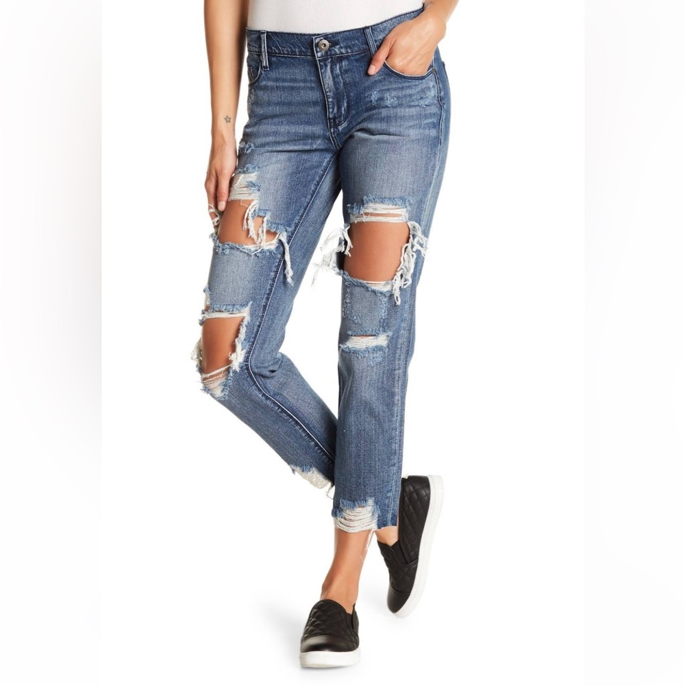 Pistola Remy Cropped Distressed Boyfriend Jeans size 26
